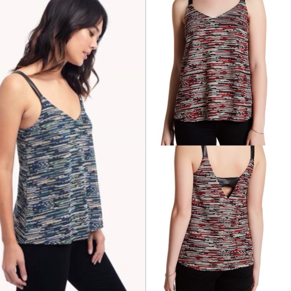 Ella Moss Camella Mesh Surplice Woven Cami, Red